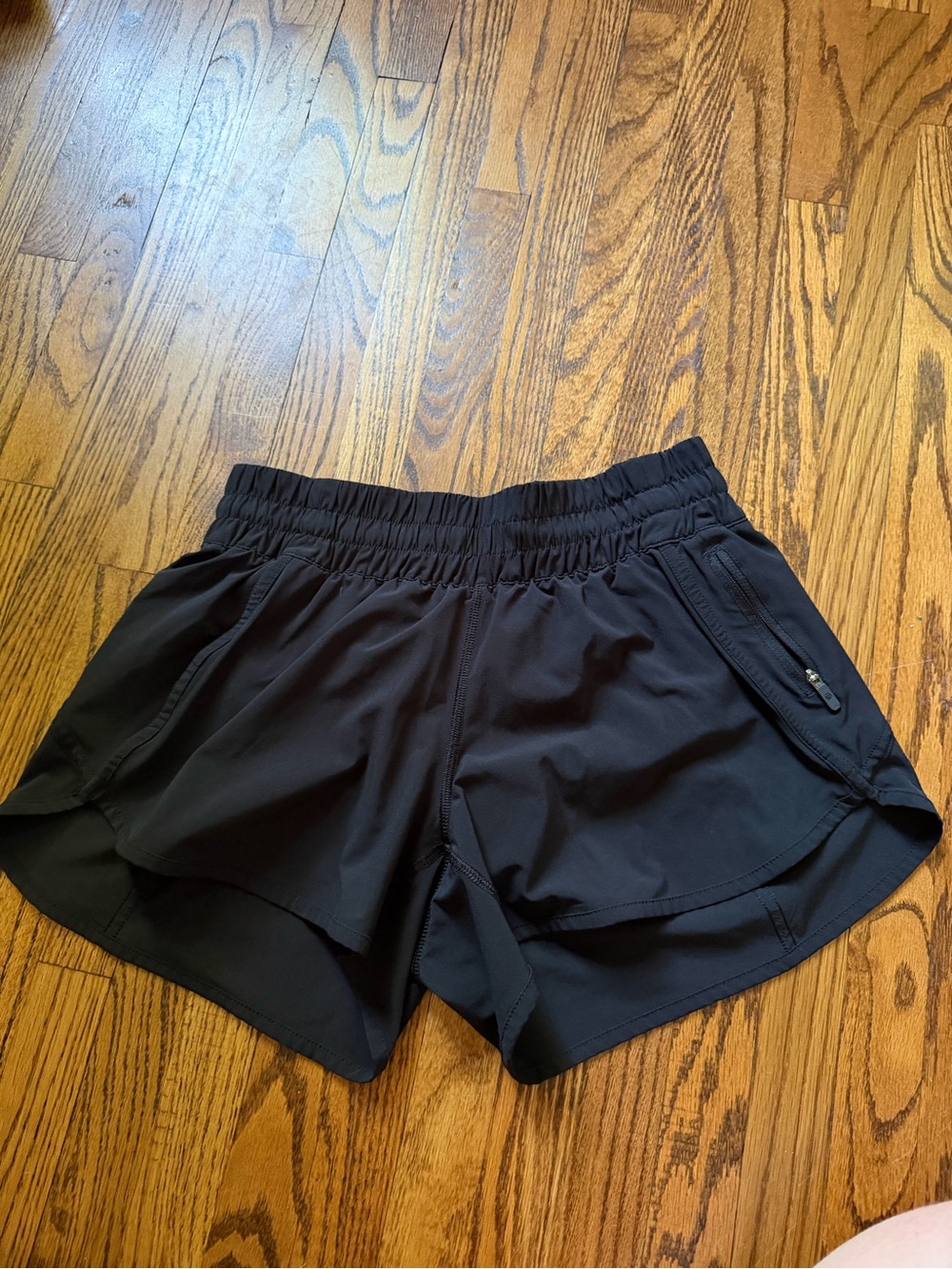 Women's Black Athletic Shorts with Elastic Waistband